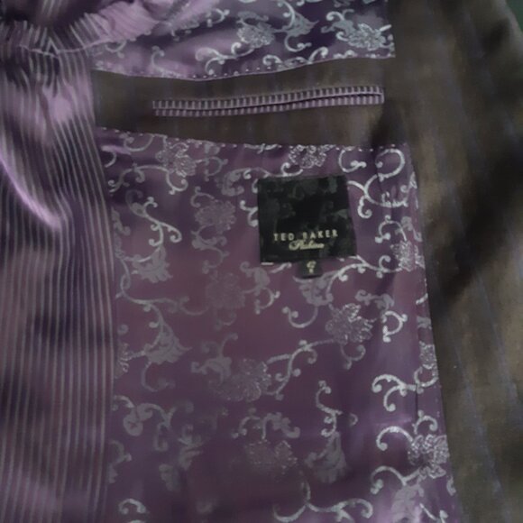 Ted Baker SZ42 Velvet Collar, Indigo Pinstripe Men's Black Wool Dinner Jacket - Picture 10 of 16